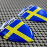 Sweden Flag Raised Clear Domed Lens Decal Set 1.6" x 2.16"