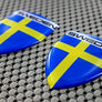 Sweden Flag Raised Clear Domed Lens Decal Set 1.6" x 2.16"