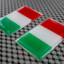 Italy Flag Chrome Outline Raised Clear Domed Lens Decal Set 2"x 1.2"