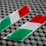 Italy Flag Chrome outline Raised Clear Domed Lens Slanted Decal Set (Left & Right) 2"x 0.5"