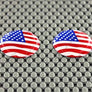 USA Flag Raised Clear Domed Lens Decal Set Round 1"