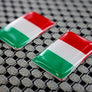 Italy Flag Chrome Outline Raised Clear Domed Lens Decal Set 1"x 0.65"