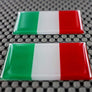 Italy Flag Chrome Outline Raised Clear Domed Lens Decal Set 2"x 1.2"
