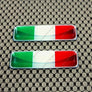 Italy Flag Chrome Outline Raised Clear Domed Lens Decal Set 2.3"x 0.73"