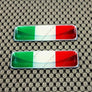 Italy Flag Chrome Outline Raised Clear Domed Lens Decal Set 2.3"x 0.73"