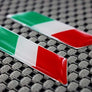 Italy Flag Chrome outline Raised Clear Domed Lens Slanted Decal Set (Left & Right) 2"x 0.5"