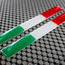 Italy Flag Chrome Outline Raised Clear Domed Lens Decal Set 4"x 0.5"