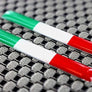 Italy Flag Chrome Outline Raised Clear Domed Lens Decal Set 2"x 0.25"
