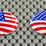 USA Flag Raised Clear Domed Lens Decal Set Round 1"