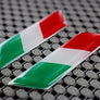 Italy Flag Chrome Outline Raised Clear Domed Lens Decal Set (Left & Right) 2"x 0.5"