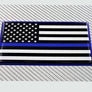 USA Thin Blue Line Flag Raised Clear Domed Lens Decal 5"x 3.125"