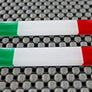 Italy Flag Chrome Outline Raised Clear Domed Lens Decal Set 4"x 0.5"