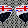 England Flag Raised Clear Domed Lens Decal Set 1.85"x 1.75"