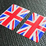 England UK Union Jack Triumph Flag Raised Clear Domed Lens Decal Set 2"x 1.3"