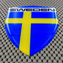 Sweden Flag Raised Clear Domed Lens Decal 3.2" x 4.36"