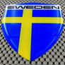 Sweden Flag Raised Clear Domed Lens Decal 3.2" x 4.36"