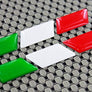 Italy Flag Raised Clear Domed Lens Slanted Decal Set ( Left & Right) 3"x 0.5"