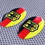Germany Flag Crest Raised Clear Domed Lens Decal Set Oval 3"x 1.75"