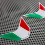 Italy Flag Chrome Outline Raised Clear Domed Lens Decal Set V Emblem