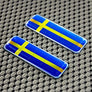 Sweden Flag Raised Clear Domed Lens Decal Set 2.3" x 0.73"