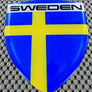 Sweden Flag Raised Clear Domed Lens Decal 3.2" x 4.36"