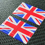 England UK Union Jack Triumph Flag Raised Clear Domed Lens Decal Set 2"x 1.3"