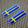 Sweden Flag Raised Clear Domed Lens Decal Set 2.3" x 0.73"