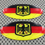 Germany Flag Crest Raised Clear Domed Lens Decal Set Oval 3"x 1.75"