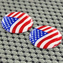 USA Flag Raised Clear Domed Lens Decal Set Round 1"