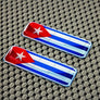 Cuba Flag Raised Clear Domed Lens Decal Set