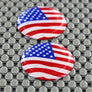 USA Flag Raised Clear Domed Lens Decal Set Round 1"