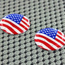 USA Flag Raised Clear Domed Lens Decal Set Round 1"