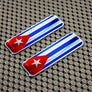 Cuba Flag Raised Clear Domed Lens Decal Set