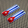 Cuba Flag Raised Clear Domed Lens Decal Set