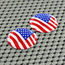 USA Flag Raised Clear Domed Lens Decal Set Round 1"