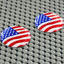 USA Flag Raised Clear Domed Lens Decal Set Round 1"