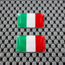 Italy Flag Chrome Outline Raised Clear Domed Lens Decal Set 1"x 0.65"