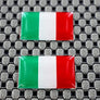 Italy Flag Chrome Outline Raised Clear Domed Lens Decal Set 1"x 0.65"