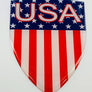 Stripes USA Flag Raised Clear Domed Lens Decal 3.2"x 4.4"