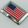 USA Flag Chrome Emblem Badge 2.25" x 1.40"