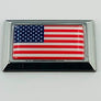USA Flag Chrome Emblem Badge 2.25" x 1.40"