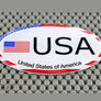 USA Flag Raised Clear Domed Lens Decal Oval 3"x 1.75"
