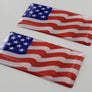 USA Flag Raised Clear Domed Lens Decal Set 1.5"x 0.72"