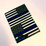 Thin Blue Line USA Flag Monochrome Raised Clear Domed Lens Decal Set (Left & Right) 3"x 2"