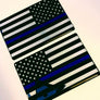 Thin Blue Line USA Flag Monochrome Raised Clear Domed Lens Decal Set (Left & Right) 3"x 2"