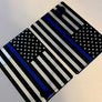 Thin Blue Line USA Flag Monochrome Raised Clear Domed Lens Decal Set (Left & Right) 3"x 2"