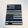 Thin Blue Line USA Flag Monochrome Raised Clear Domed Lens Decal Set (Left & Right) 3"x 2"