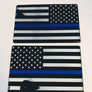 Thin Blue Line USA Flag Monochrome Raised Clear Domed Lens Decal Set (Left & Right) 3"x 2"