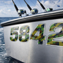 Camouflage Style Chrome Trim | Boat Registration Numbers for Jet Skis – Raised 3D Domed 3 Inch Letters