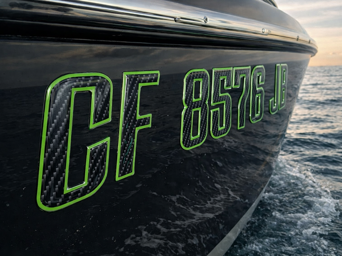 Sleek Series Carbon Fiber Green Trim PWC Registration Decals | 3 Inch ...
